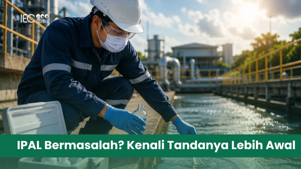 Operator memantau tanda IPAL bermasalah di instalasi pengolahan air limbah