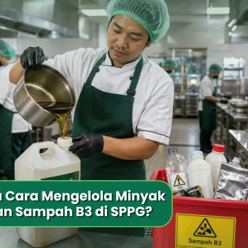 SOP penampungan minyak jelantah dalam jeriken HDPE bertutup rapat di dapur SPPG